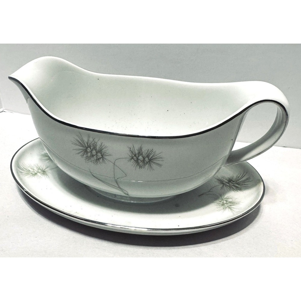 Vita Craft Greenbriar Gravy Boat Attached Underplate Bavaria Germany MCM Vintage